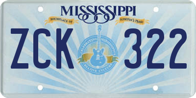 MS license plate ZCK322