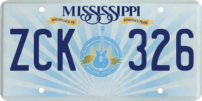 MS license plate ZCK326