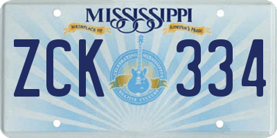 MS license plate ZCK334