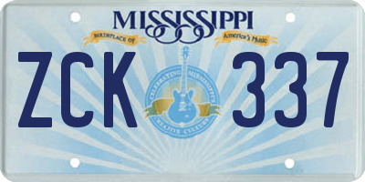 MS license plate ZCK337