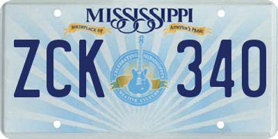 MS license plate ZCK340