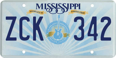 MS license plate ZCK342