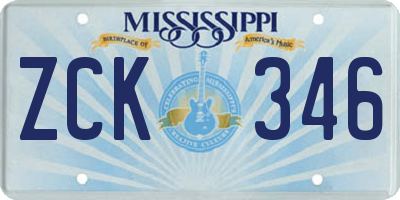 MS license plate ZCK346
