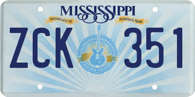 MS license plate ZCK351