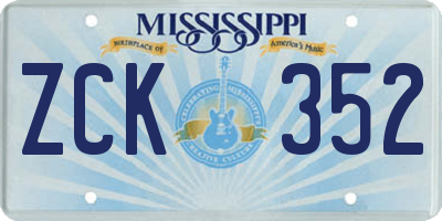 MS license plate ZCK352