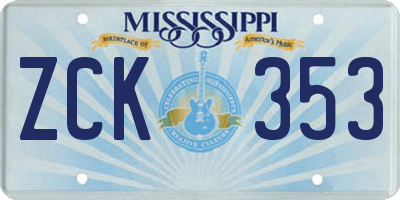 MS license plate ZCK353