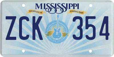 MS license plate ZCK354