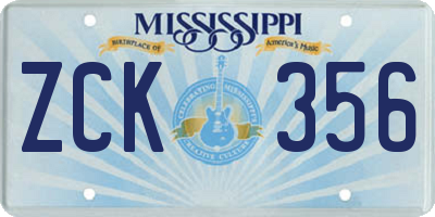 MS license plate ZCK356