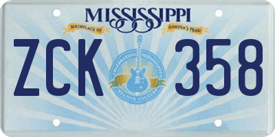MS license plate ZCK358