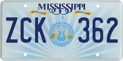 MS license plate ZCK362