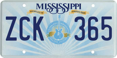 MS license plate ZCK365
