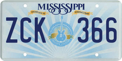MS license plate ZCK366