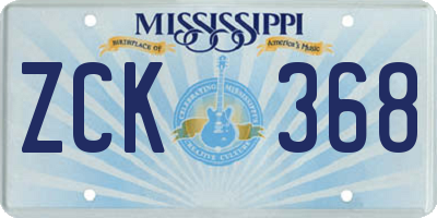 MS license plate ZCK368