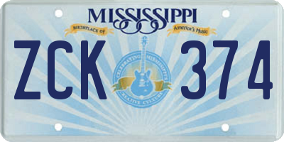 MS license plate ZCK374