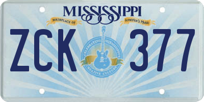 MS license plate ZCK377