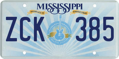 MS license plate ZCK385