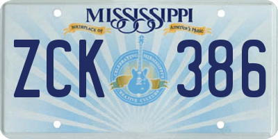 MS license plate ZCK386