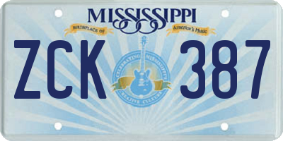 MS license plate ZCK387