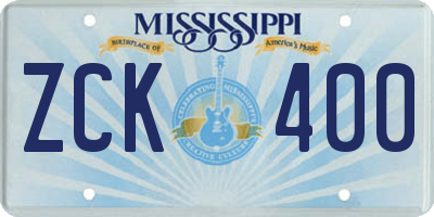 MS license plate ZCK400