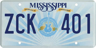 MS license plate ZCK401