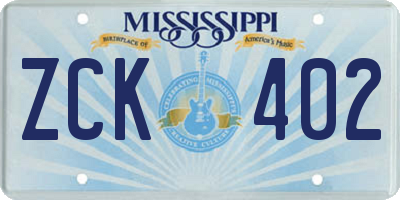MS license plate ZCK402