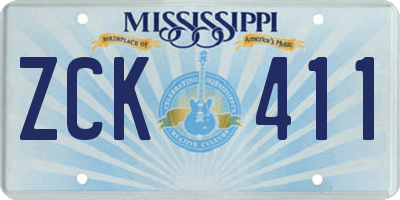 MS license plate ZCK411
