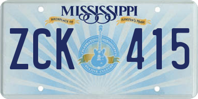 MS license plate ZCK415