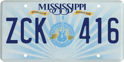 MS license plate ZCK416