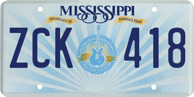 MS license plate ZCK418