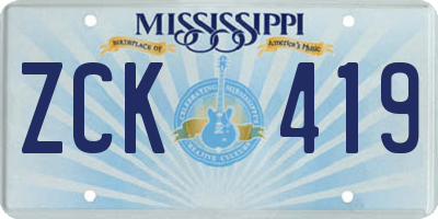 MS license plate ZCK419