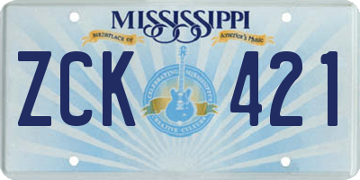 MS license plate ZCK421
