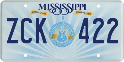 MS license plate ZCK422