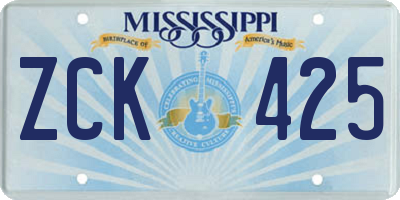MS license plate ZCK425
