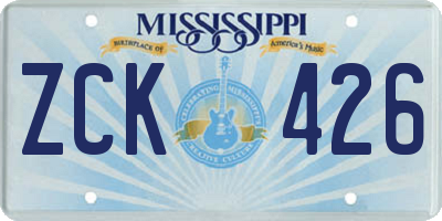 MS license plate ZCK426