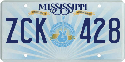 MS license plate ZCK428