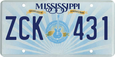 MS license plate ZCK431
