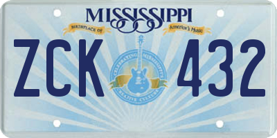 MS license plate ZCK432