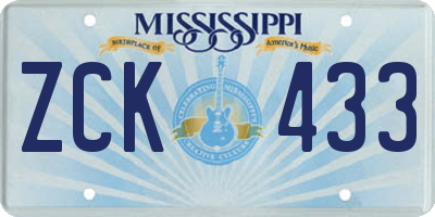 MS license plate ZCK433