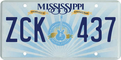 MS license plate ZCK437