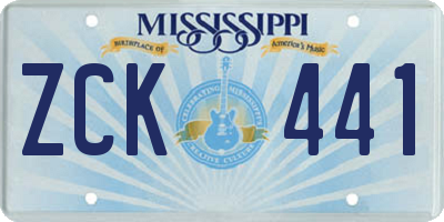 MS license plate ZCK441
