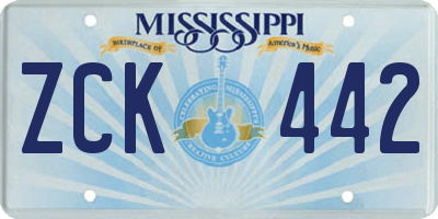 MS license plate ZCK442