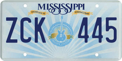 MS license plate ZCK445