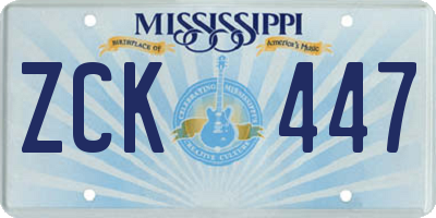 MS license plate ZCK447