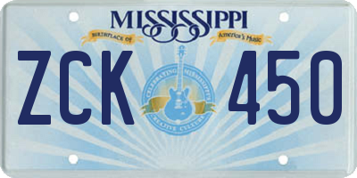 MS license plate ZCK450