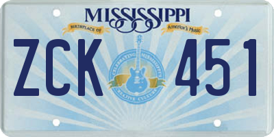 MS license plate ZCK451