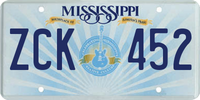 MS license plate ZCK452