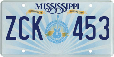 MS license plate ZCK453