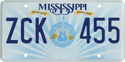 MS license plate ZCK455