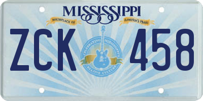 MS license plate ZCK458