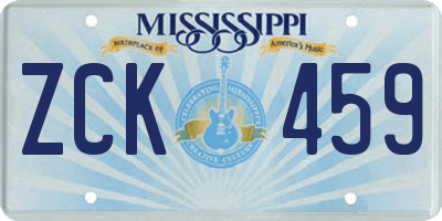MS license plate ZCK459